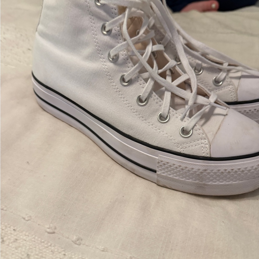 Women's White High-Top Canvas Sneakers